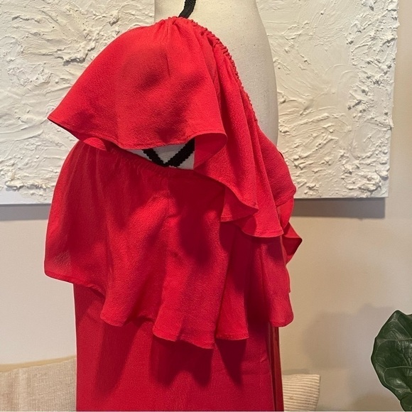 Revolve Privacy Please Norval Off Shoulder Button Dress Red Sz S - Picture 5 of 9